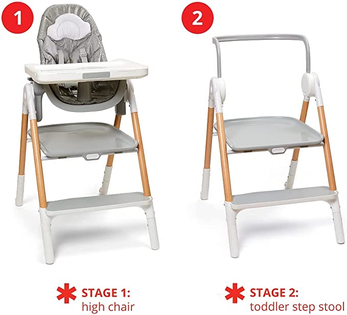 Skip Hop 2 in 1 Convertible High Chair, Sit-to-Step - our toddler uses this stand at our kitchen island